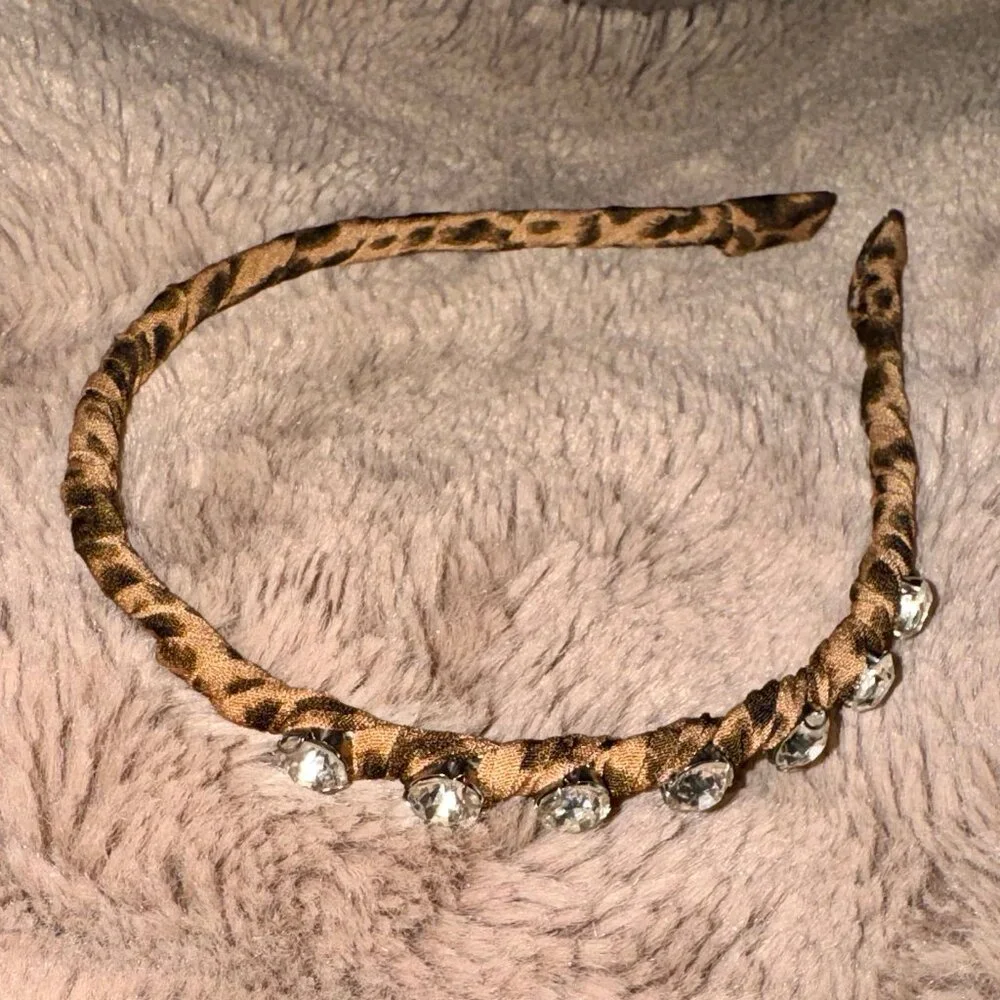 Anthropologie Leopard Jeweled Headband